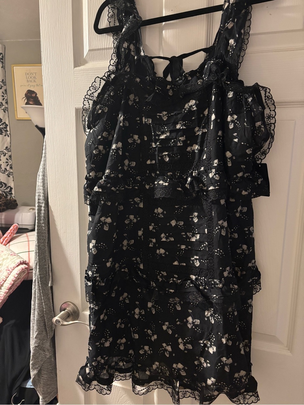 torrid Black Floral Lace-Trim Mini Dress